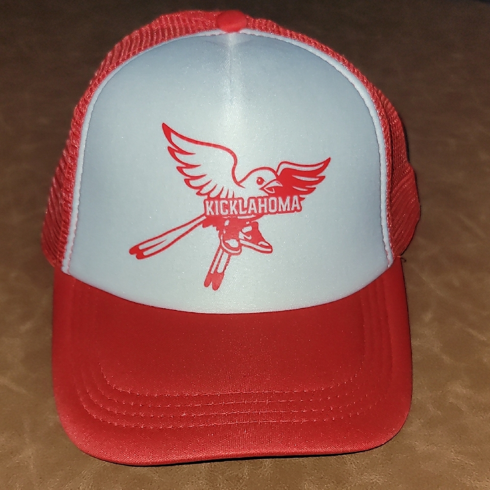KICKLAHOMA Red & White Trucker Hat
